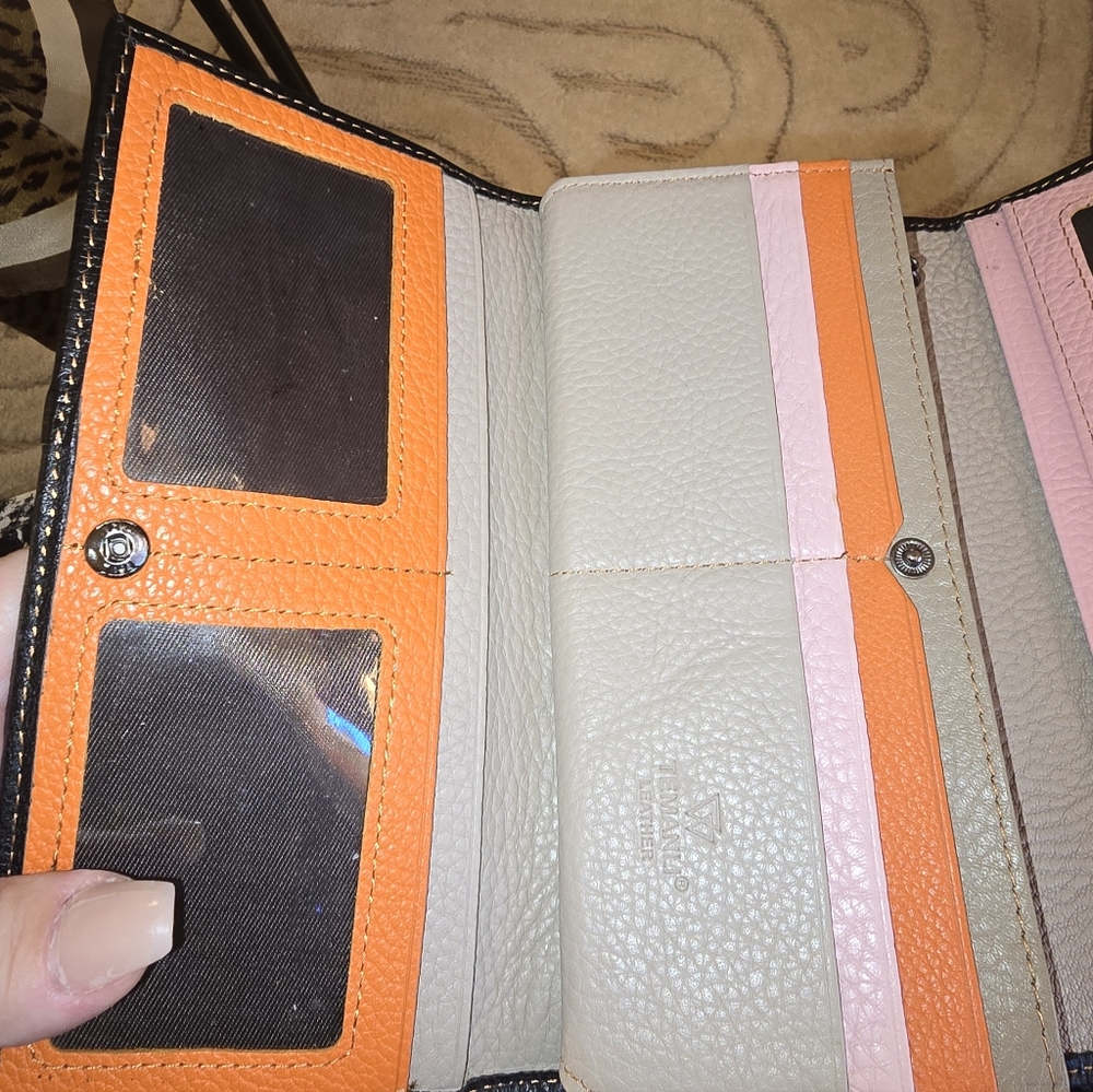 Temanli Leather Multicolor Patchwork Wallet - image 8